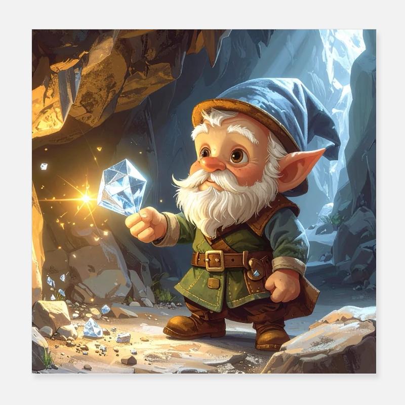 Kristallgnom Höhlenfunken Poster 20x20 cm