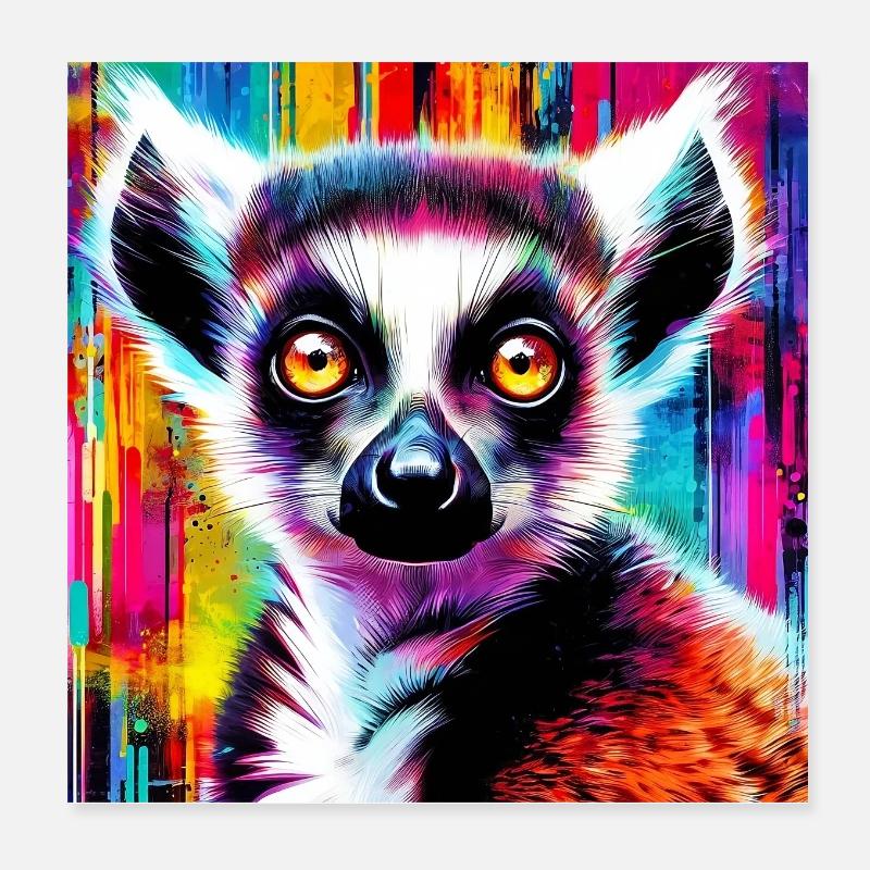 Lemur - Poster 20x20 cm - Weiß