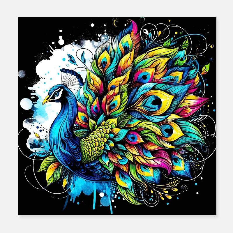 Pfau Poster 20x20 cm