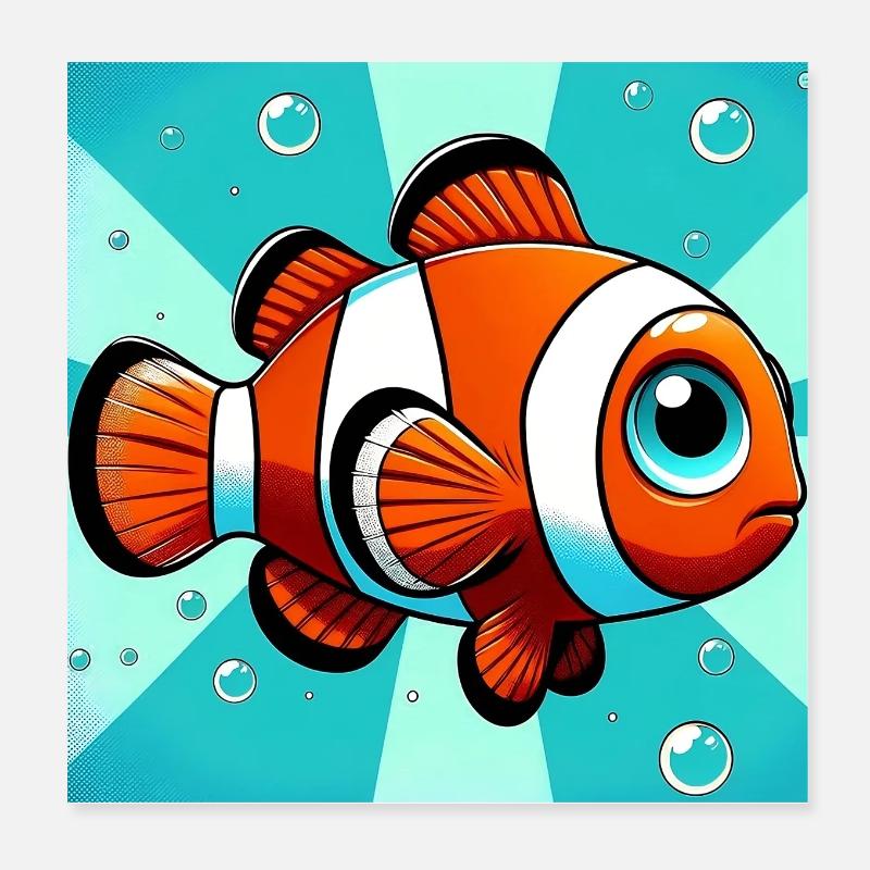 Poisson-clown Poster 20 x 20 cm