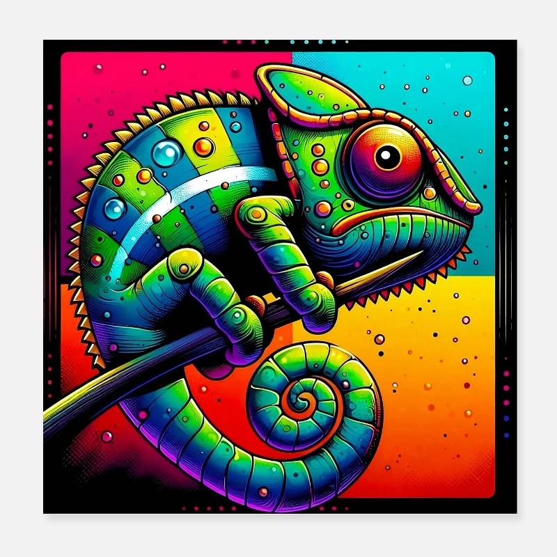Chamäleon Poster 20x20 cm