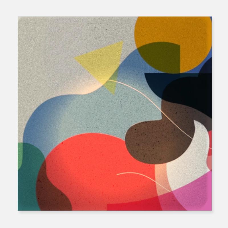Abstract Color Shapes Composition - Poster 8" x 8" (20x20 cm) - white