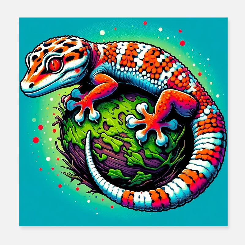 Gecko Poster 8" x 8" (20x20 cm)
