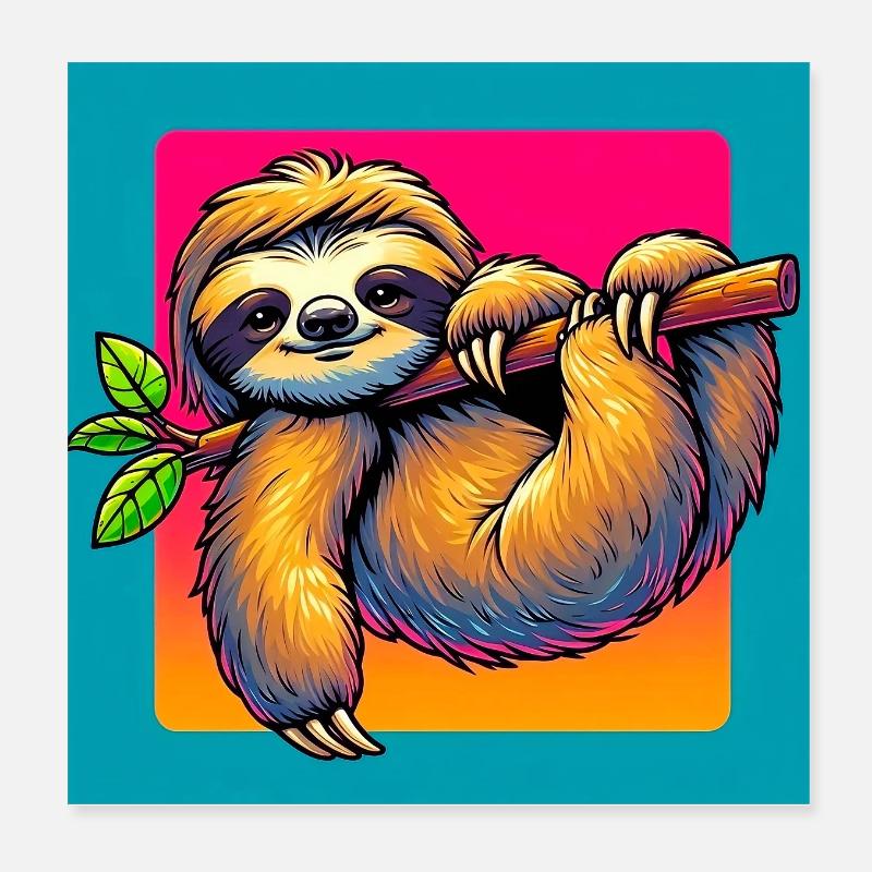 sloth Poster 8" x 8" (20x20 cm)