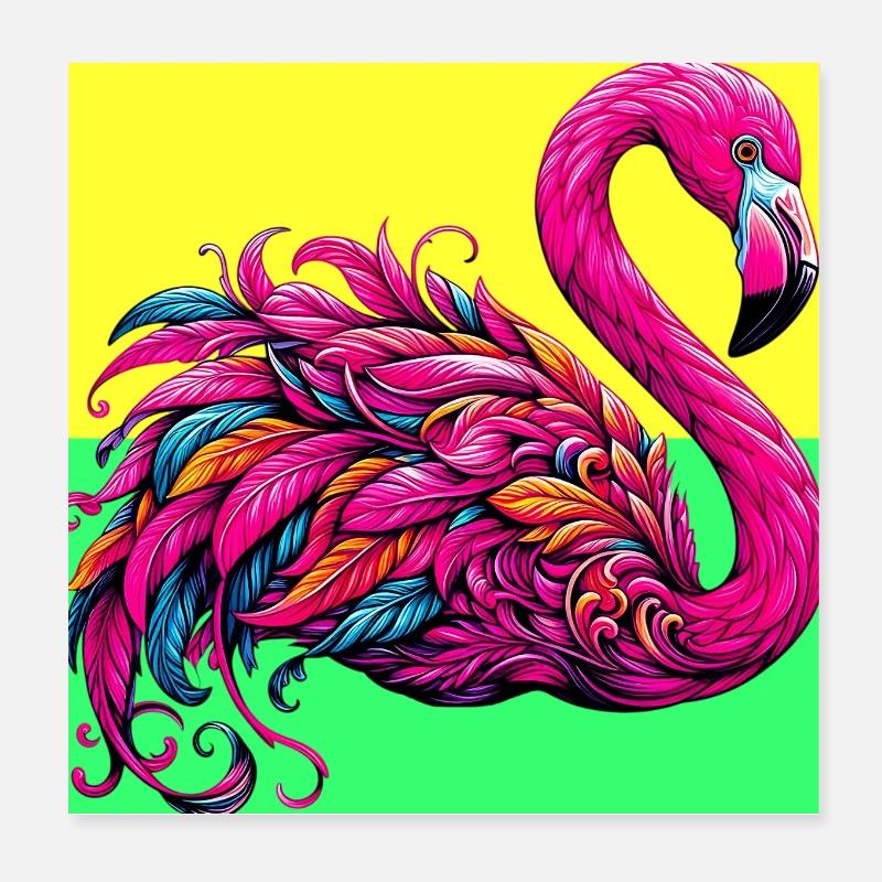 Flamant Poster 20 x 20 cm