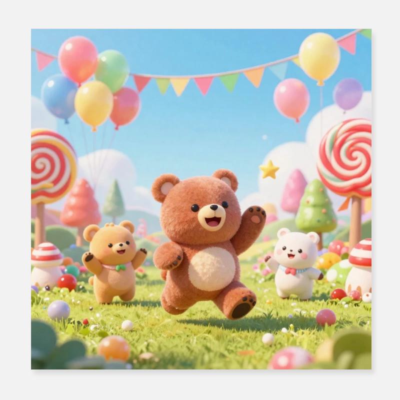 Colorful Bears Jamboree Poster 8" x 8" (20x20 cm)