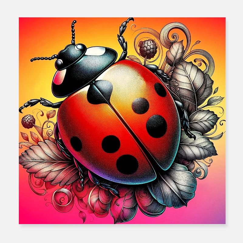 ladybird Poster 8" x 8" (20x20 cm)