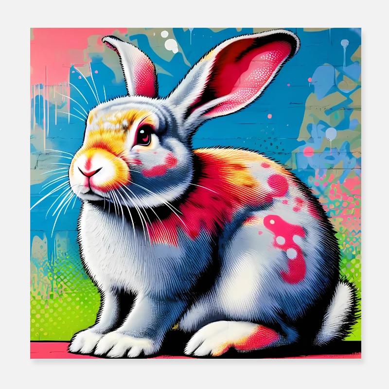 rabbit Poster 8" x 8" (20x20 cm)