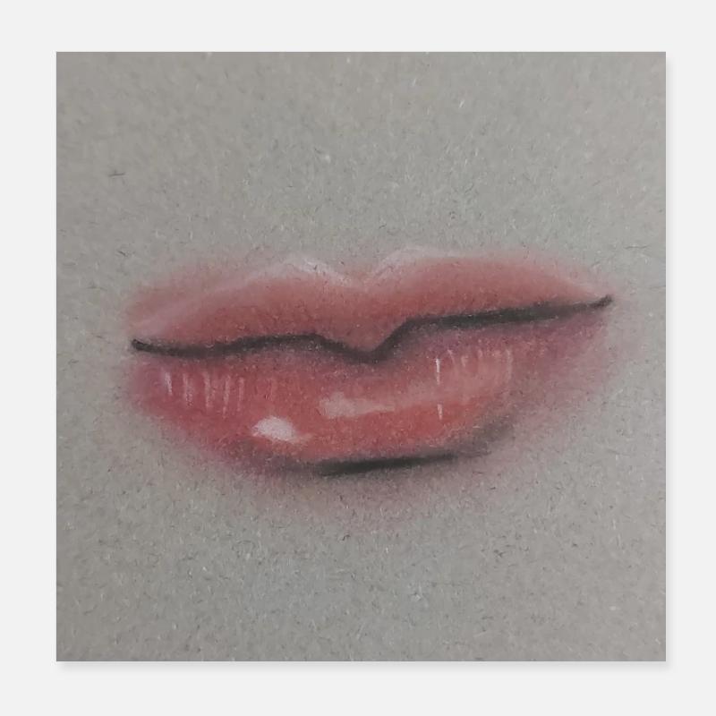 Expressive Lippenkunst auf Graufolie Poster 20x20 cm