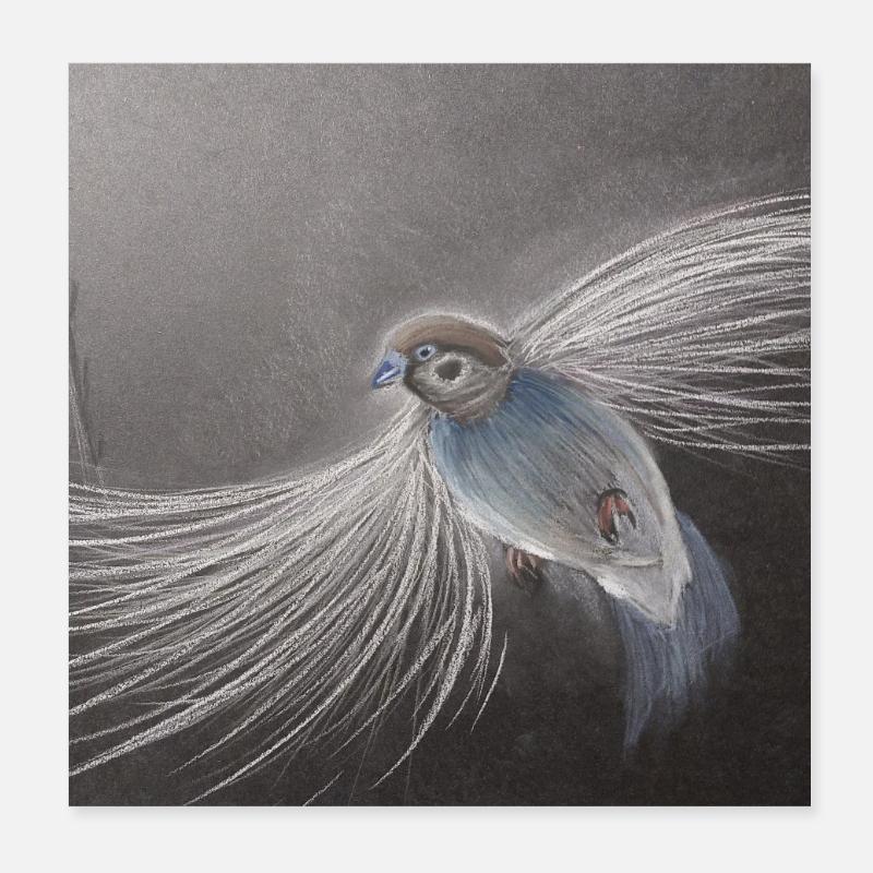 Fabelhafte Vogelkunst mit leuchtendem Gefieder Poster 20x20 cm