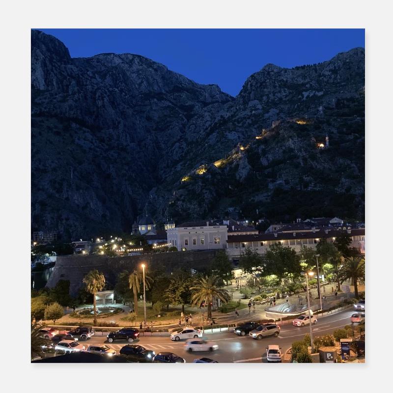 Abendstimmung in Bergdorf Poster 20x20 cm