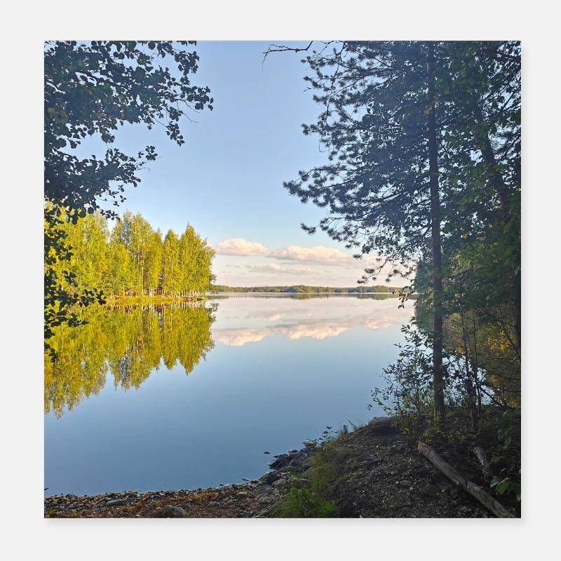 Reflection from the shore, the peace of nature Poster 8" x 8" (20x20 cm)