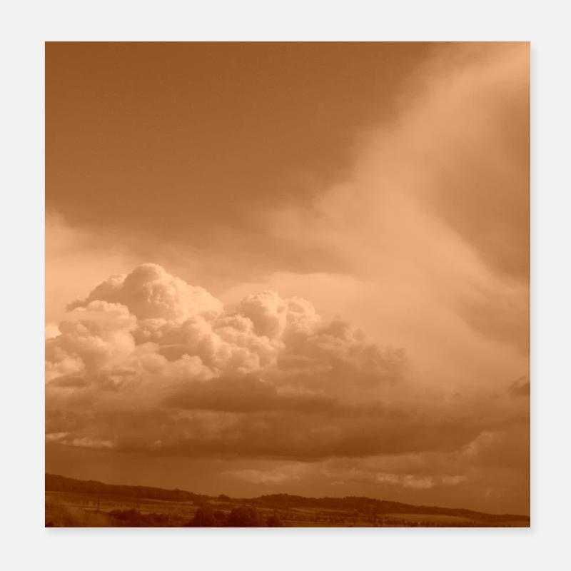 Sepia Wolkenlandschaft - Poster 20x20 cm - Weiß