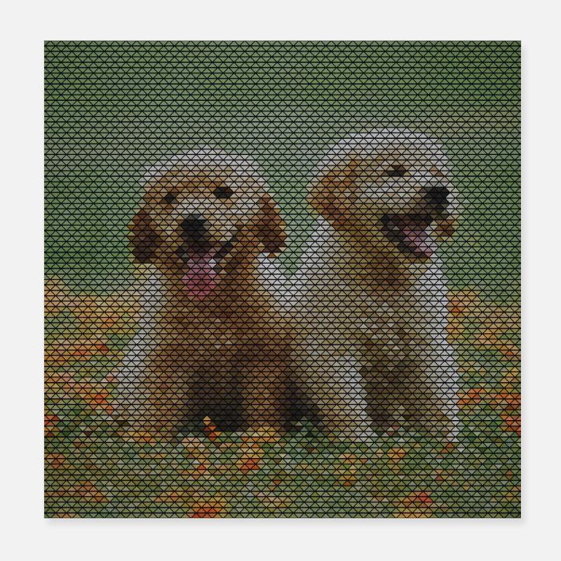 Zwei Labrador Retriever Welpen mit Dreickmuster Poster 20x20 cm