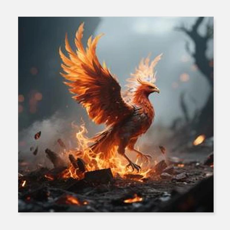 Feuerphönix Aufstieg Poster 20x20 cm