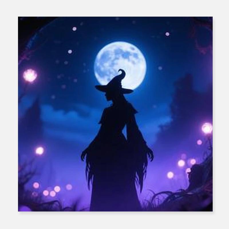 Mondnacht Hexen Silhouette Poster 20x20 cm