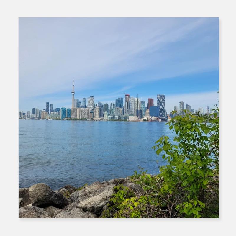 Skyline urbain lacustre et rocher vert toronto Poster 20 x 20 cm