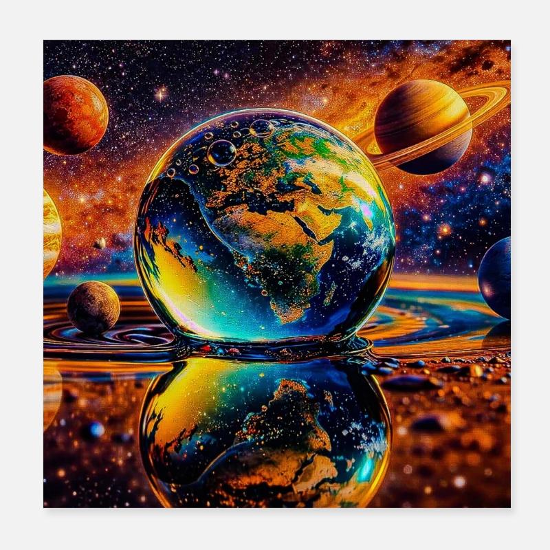 La Terre dans le miroir de l’espace Poster 20 x 20 cm