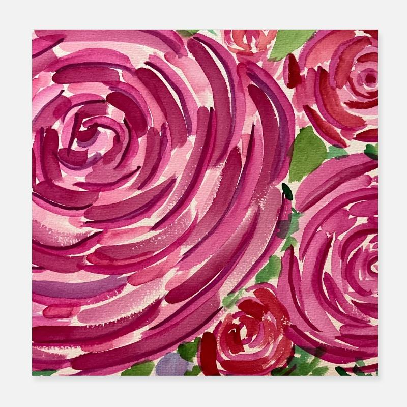 Aquarelle rose - Poster 20 x 20 cm - blanc