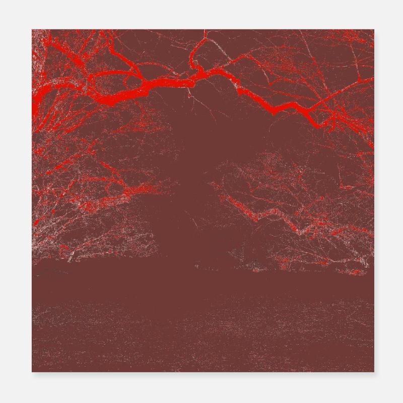 Forêt de Nuages Rouges – Forêt abstraite Poster 20 x 20 cm