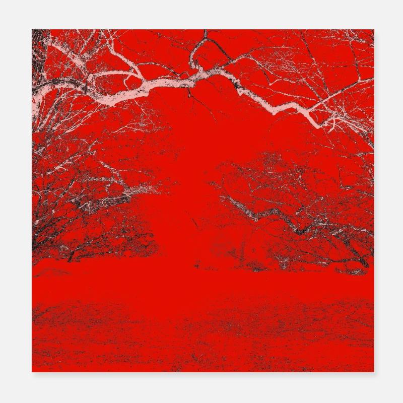 Roter Waldrand Kontrast Poster 20x20 cm
