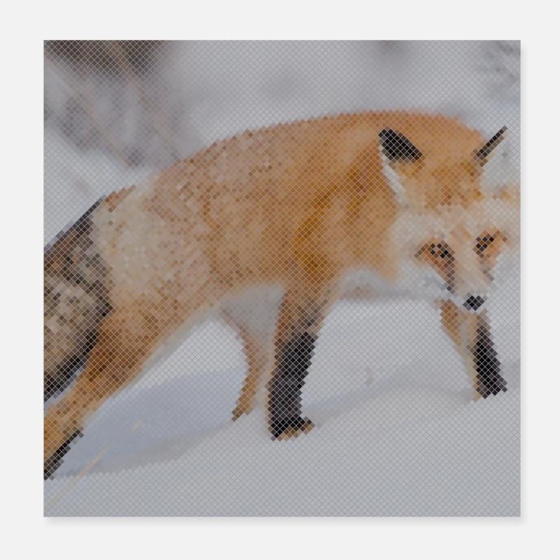 Schnee-Fuchs Pixelkunst Poster 20x20 cm