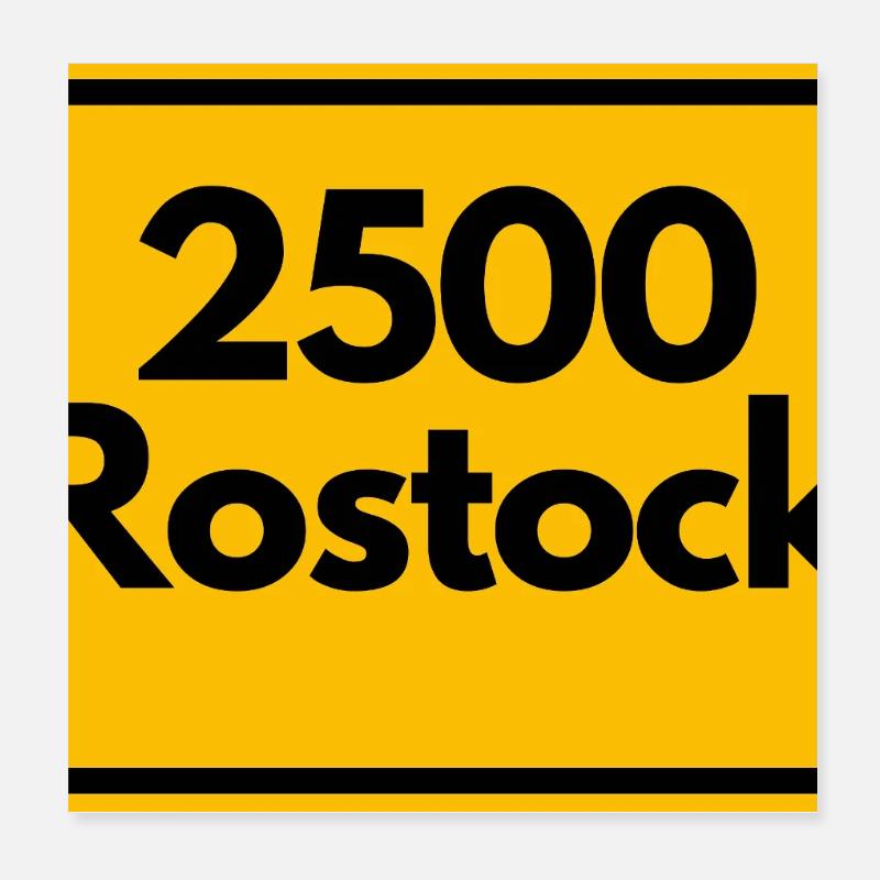 RETRO ZIP 2500 ROSTOCK, DDR STYLE, POSTCODE Poster 8" x 8" (20x20 cm)