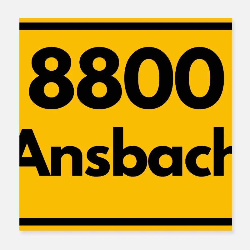 ANCIEN CODE POSTAL RETRO 8800 ANSBACH FRANKEN Poster 20 x 20 cm