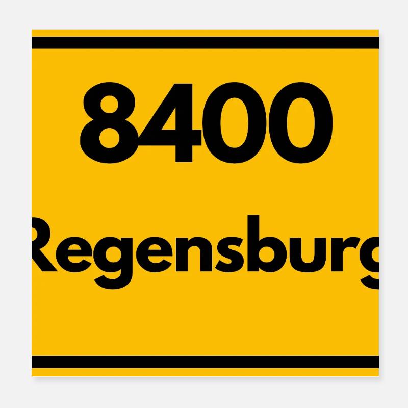 OLD POSTCODE ZIP CODE RETRO 8400 REGENSBURG Poster 8" x 8" (20x20 cm)