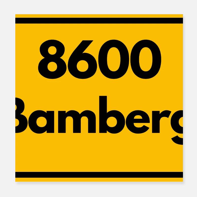 OLD POSTCODE POSTCODE RETRO 8600 BAMBERG FRANKEN Poster 8" x 8" (20x20 cm)