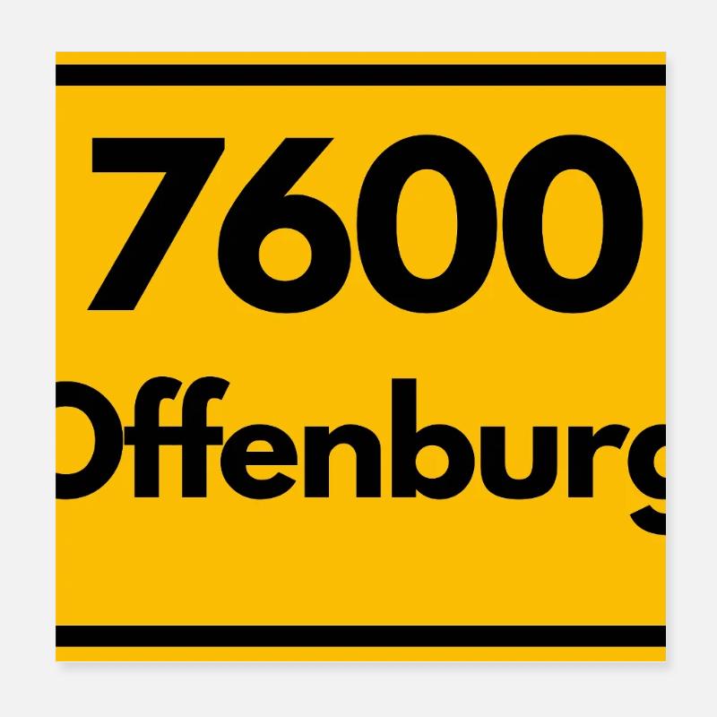 ALTE POSTLEITZAHL PLZ RETRO 7600 OFFENBURG Poster 20x20 cm