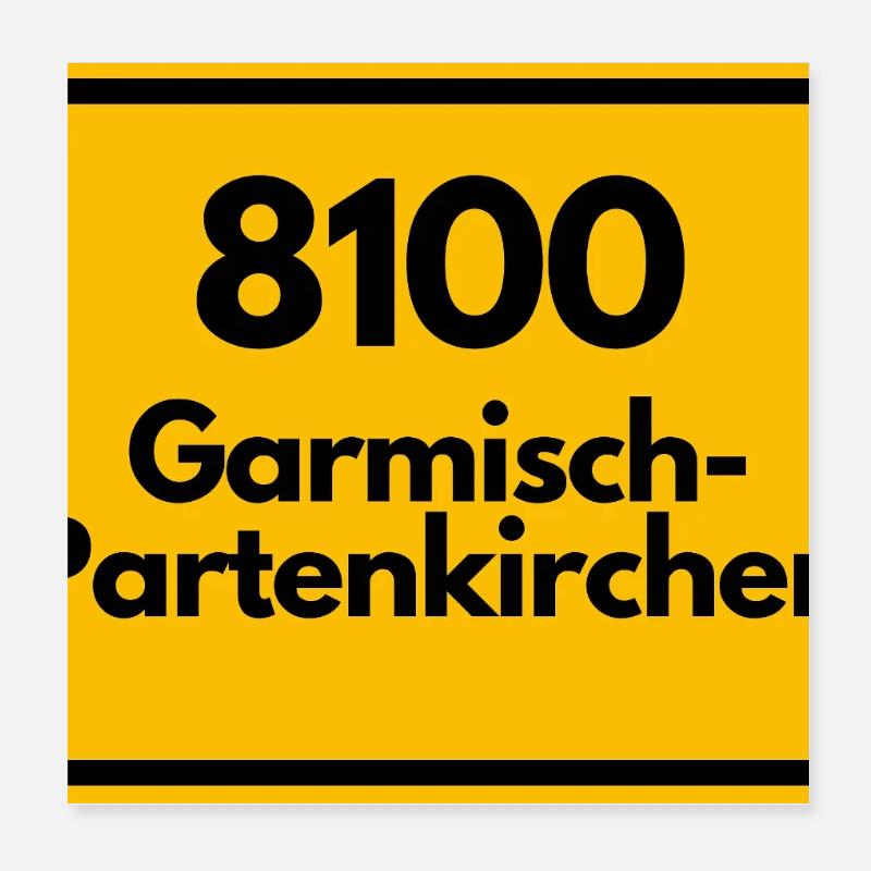 ALTE POSTLEITZAHL PLZ 8100 GARMISCH-PARTENKIRCHEN Poster 20x20 cm