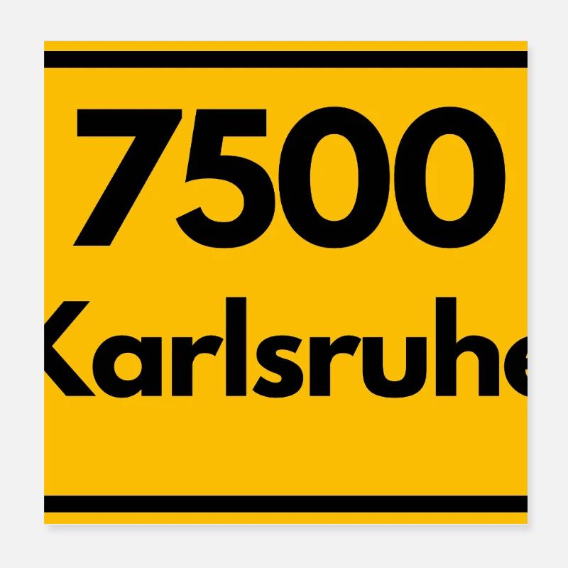 OLD POSTCODE ZIP CODE 7500 KARLSRUHE FÄCHERSTADT Poster 8" x 8" (20x20 cm)