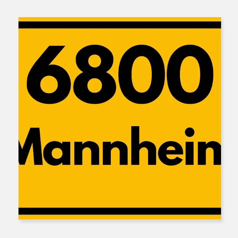 ANCIEN CODE POSTAL RETRO 6800 MANNHEIM Squares Poster 20 x 20 cm