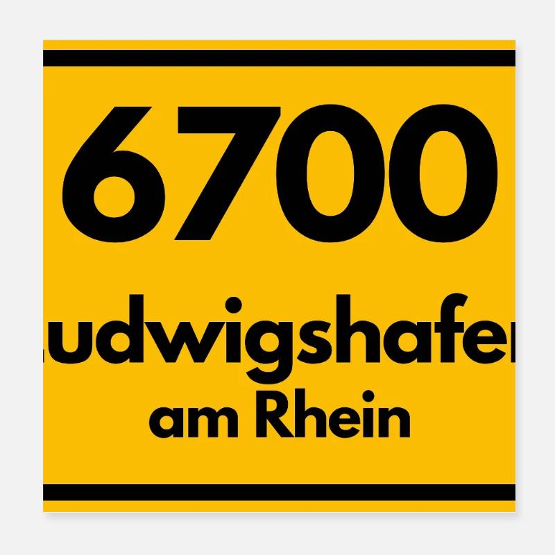 ANCIEN CODE POSTAL RETRO 6700 LUDWIGSHAFEN Poster 20 x 20 cm