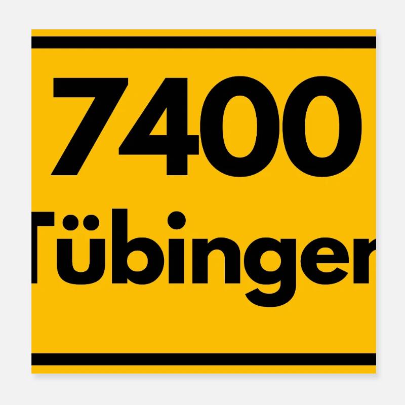 ANCIEN CODE POSTAL RÉTRO 7400 TÜBINGEN - NECKAR Poster 20 x 20 cm