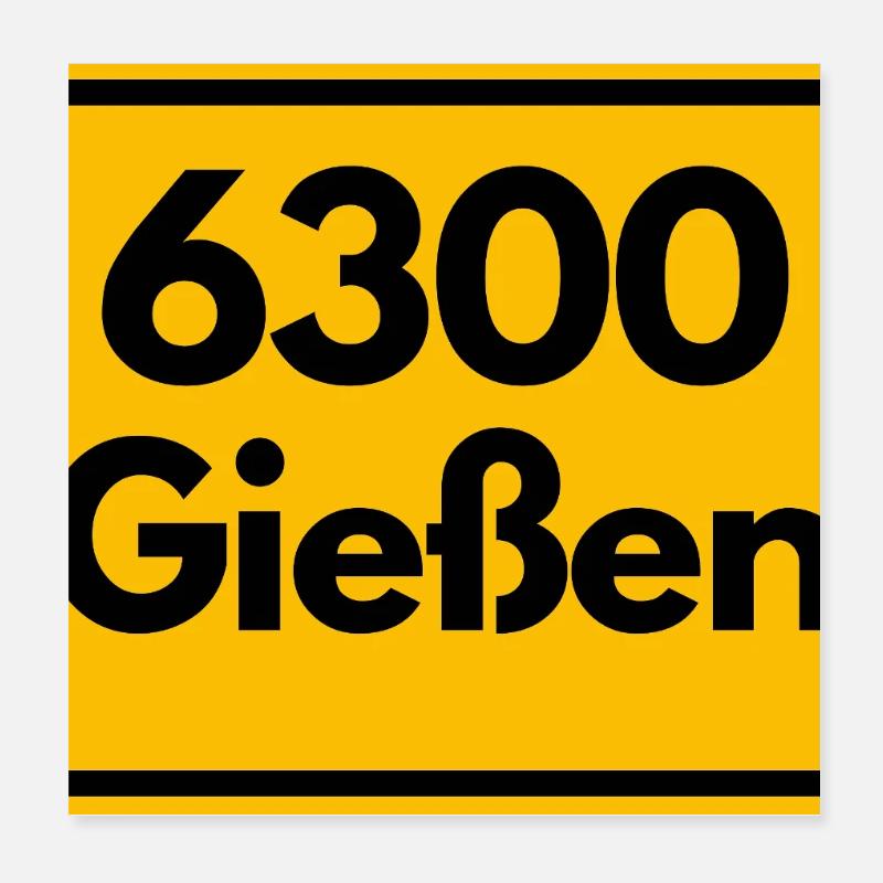 OLD POSTCODE ZIP CODE RETRO 6300 GIESSEN Poster 8" x 8" (20x20 cm)