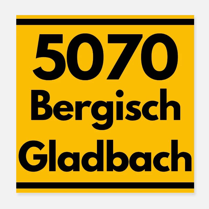 ANCIEN CODE POSTAL RETRO 5070 BERGISCHGLADBACH Poster 20 x 20 cm