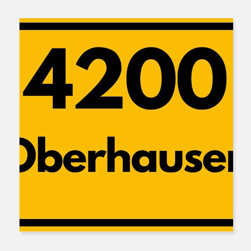 ANCIEN CODE POSTAL RETRO 4200 OBERHAUSEN RUHR Poster 20 x 20 cm