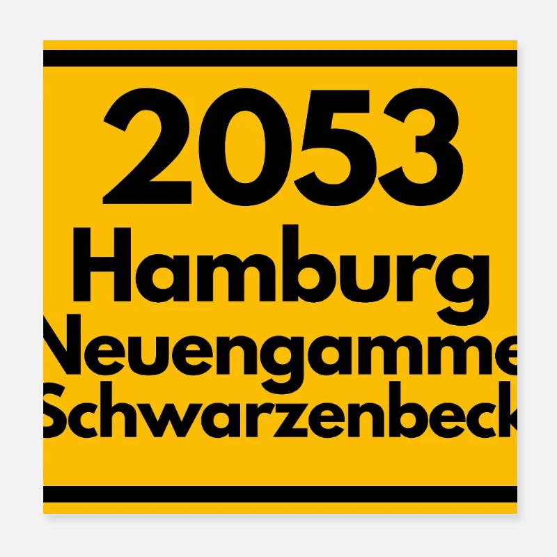 ANCIEN CODE POSTAL 2053 HAMBOURG NEUENGAMME ELBE Poster 20 x 20 cm