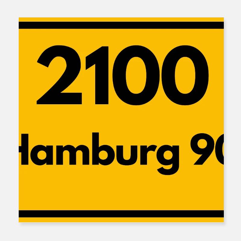 OLD POSTCODE POSTCODE RETRO 2100 HAMBURG 90 ALSTER Poster 8" x 8" (20x20 cm)