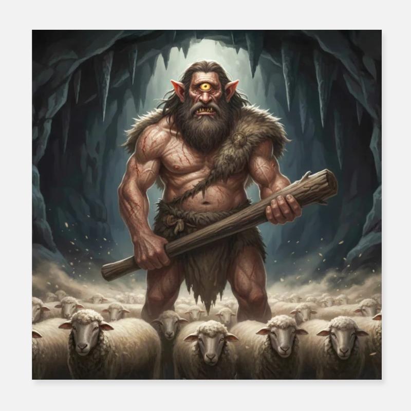 Odysseus Escape from the Cyclops’ Cave Poster 8" x 8" (20x20 cm)