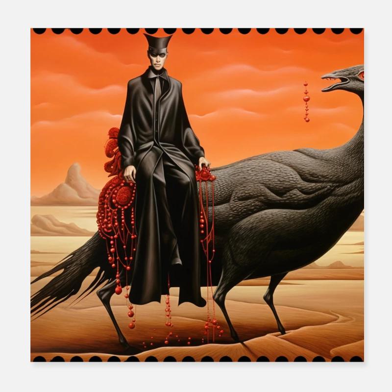 Créature mystique avec mannequin sombre surréaliste Poster 20 x 20 cm