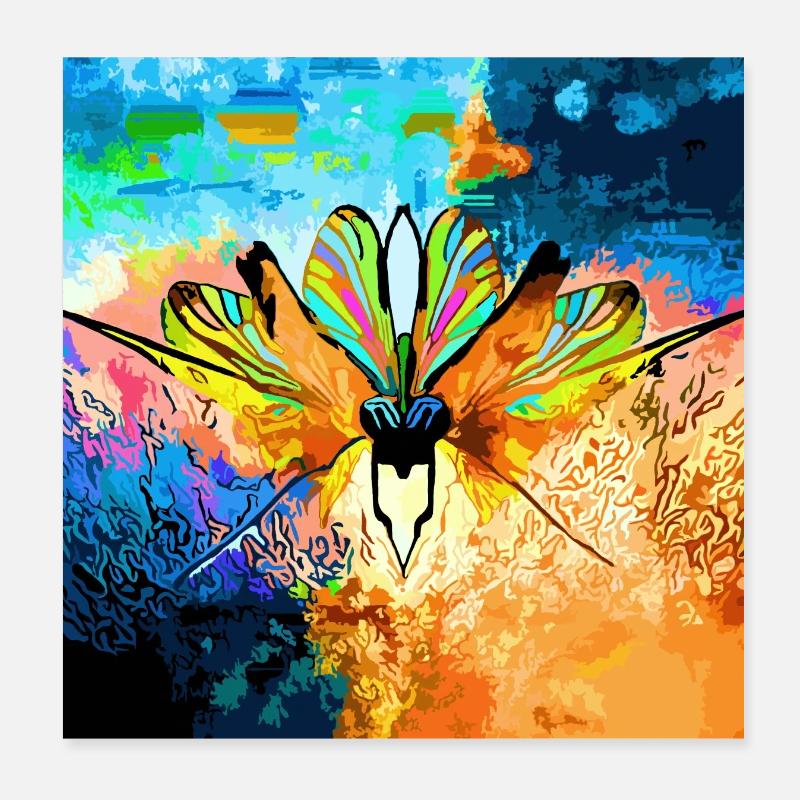 Bunter Falter im Farbmeer Poster 20x20 cm