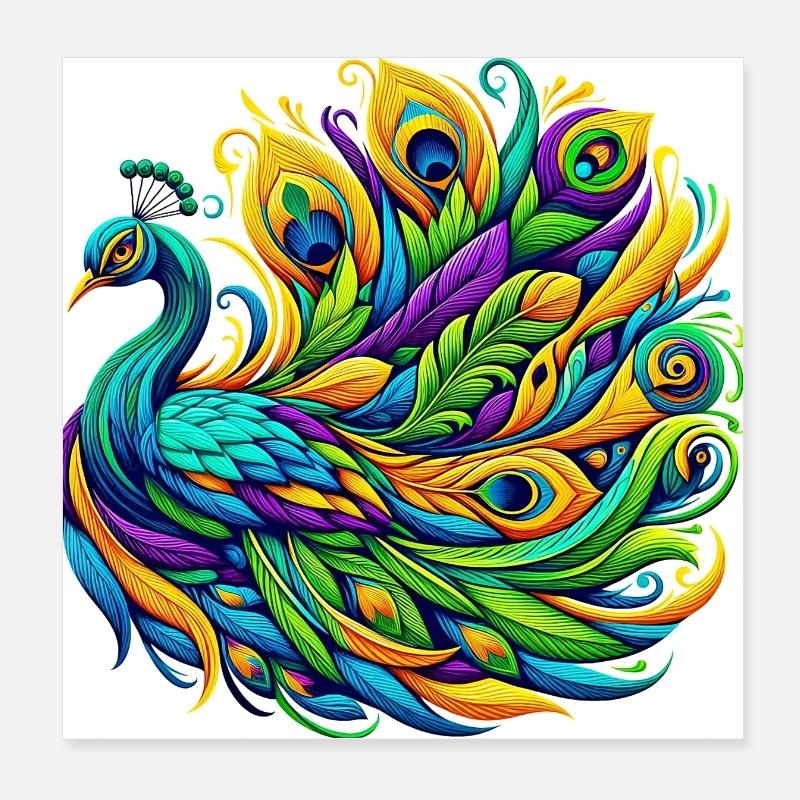 Pfau Poster 20x20 cm