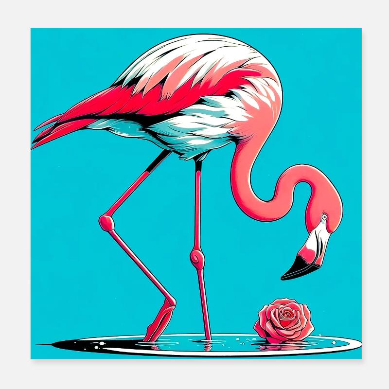 Flamant Poster 20 x 20 cm
