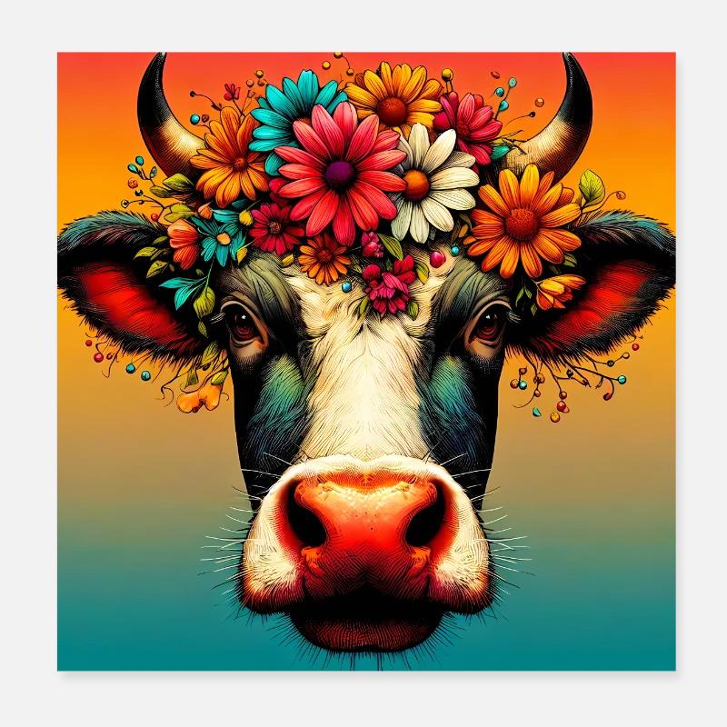 cow Poster 8" x 8" (20x20 cm)