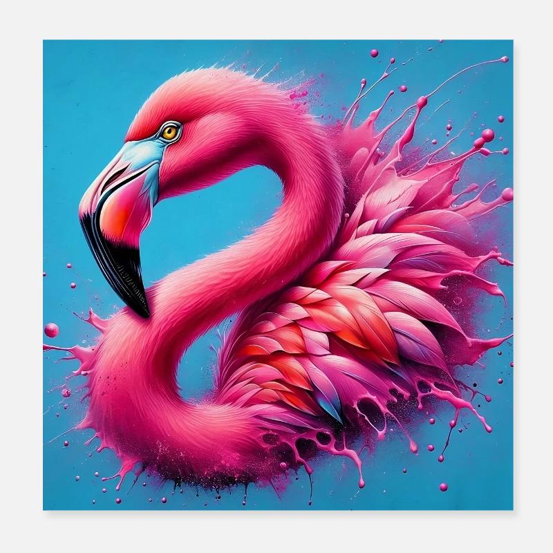 flamingo Poster 8" x 8" (20x20 cm)