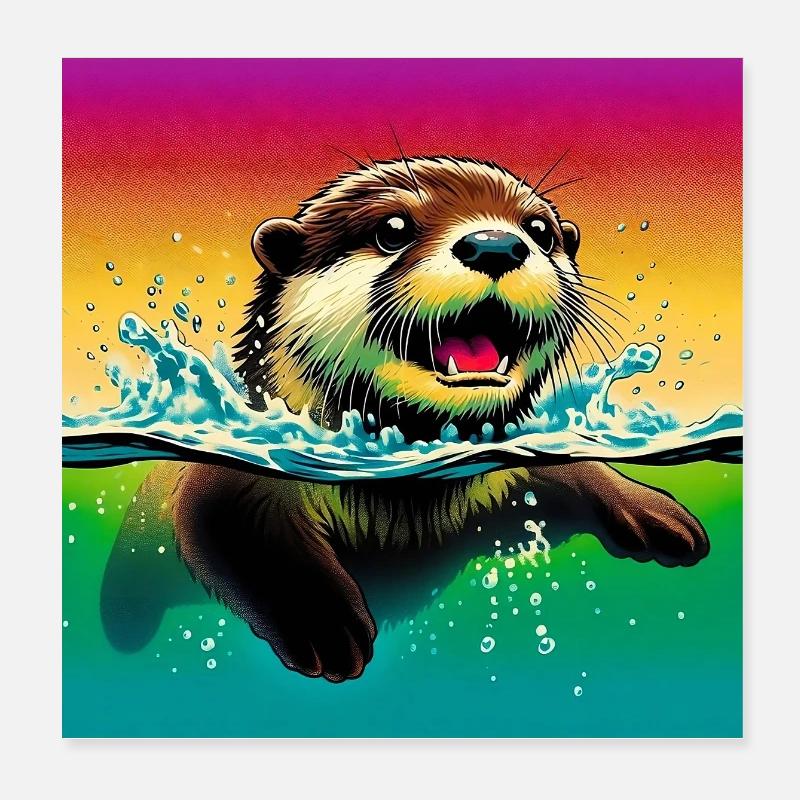 loutre Poster 20 x 20 cm