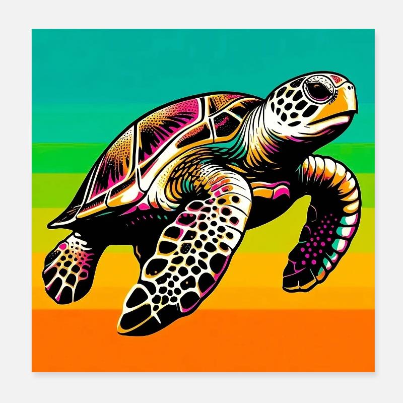 turtle Poster 8" x 8" (20x20 cm)